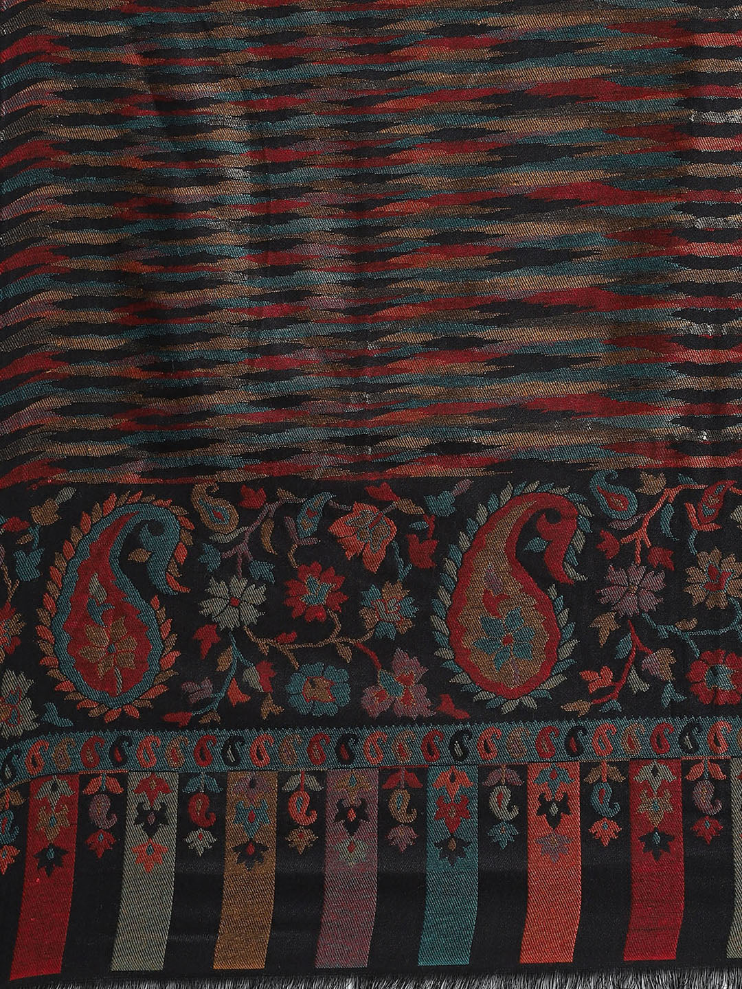 Women Black Self Design Stole