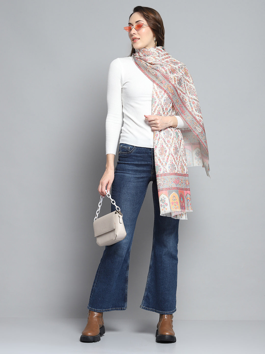 Women Multicolor Self Design Stole