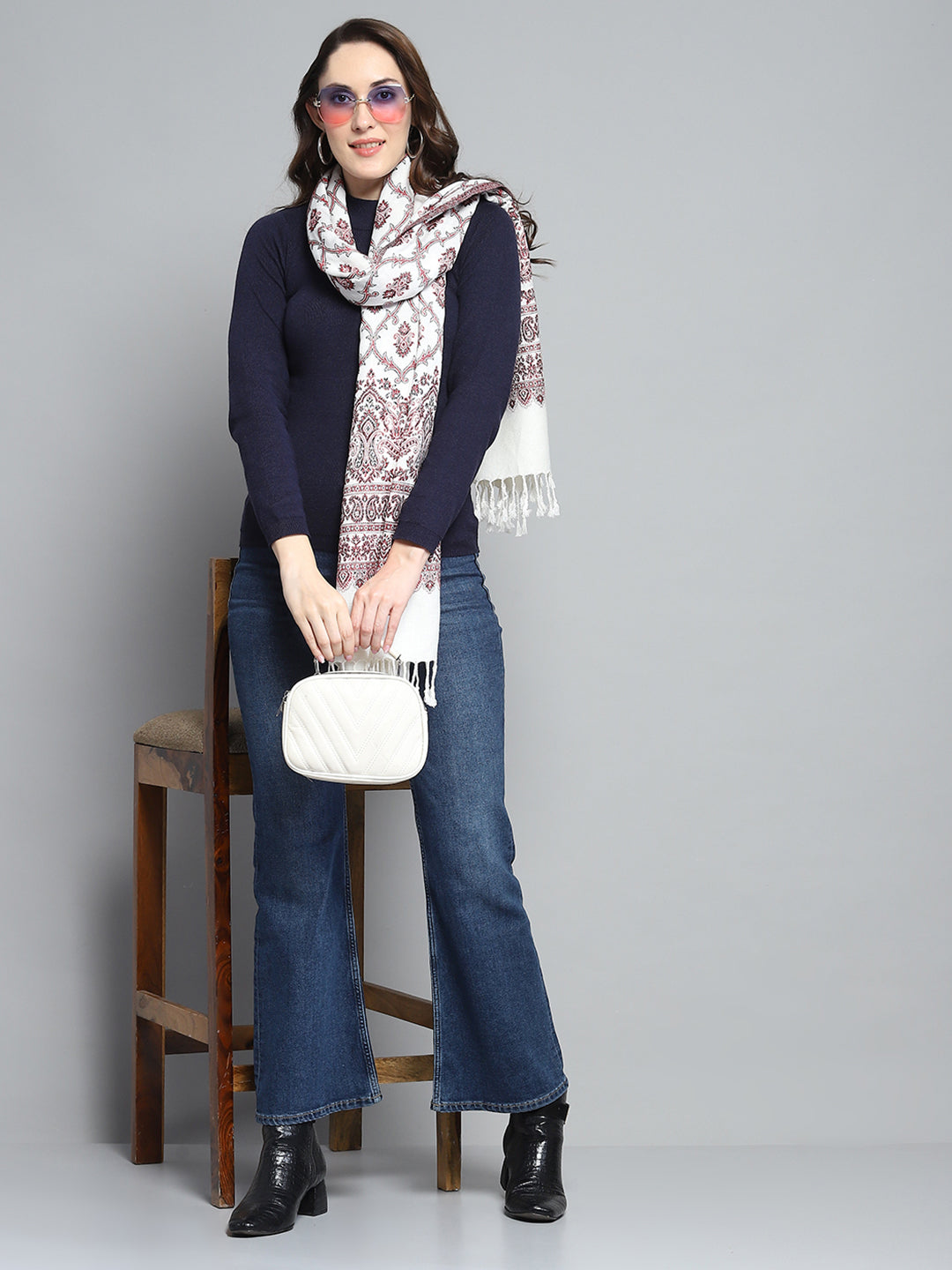 Women Multicolor Self Design Stole