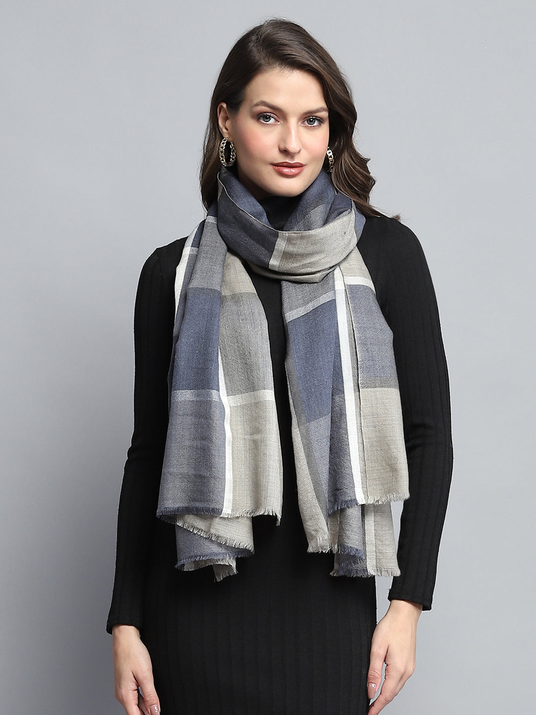 Women Beige Self Design Stole