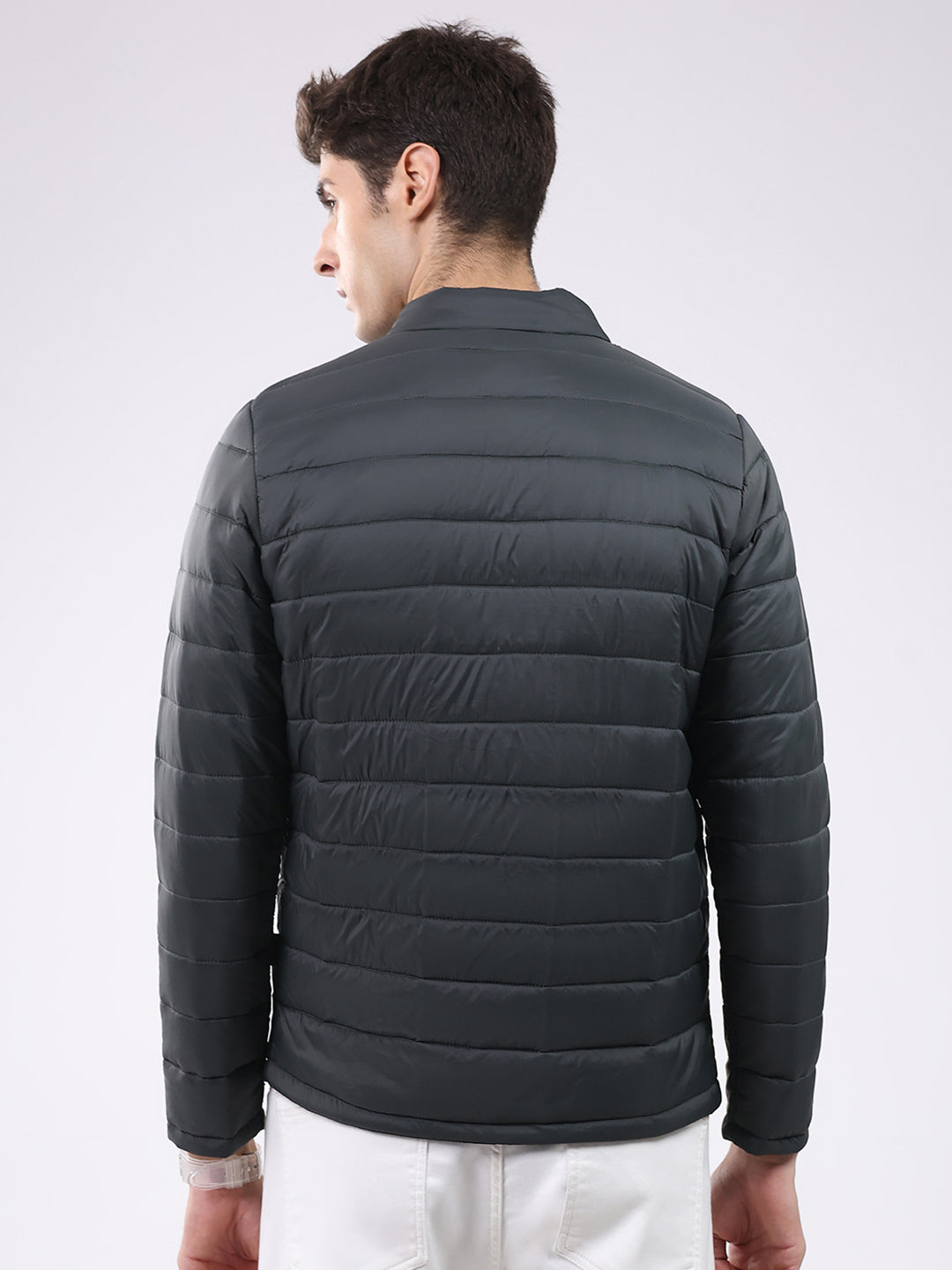 Rock.it Men Dark Green Solid Mock Neck Full Sleeve Jacket