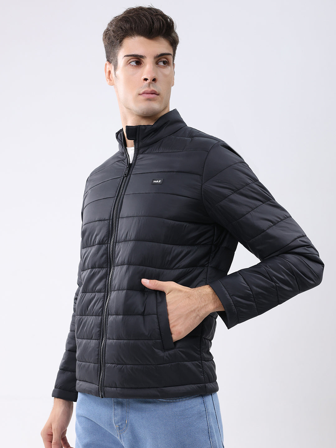 Rock.it Men Black Solid Collar Full Sleeve Jacket