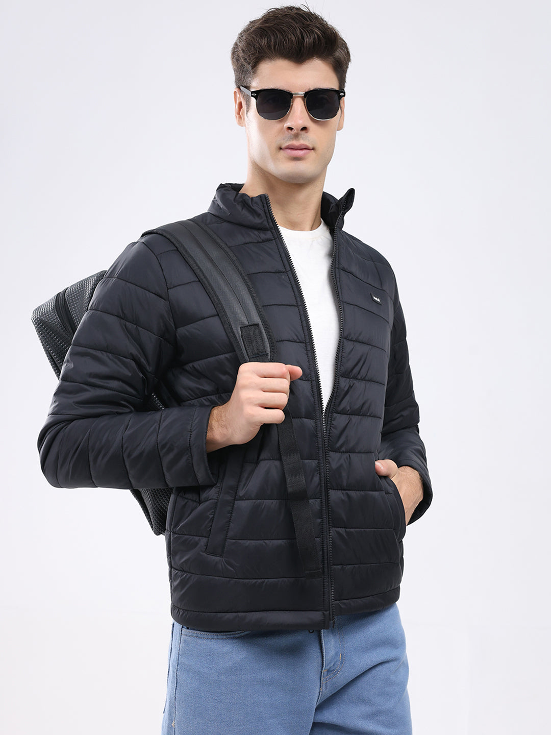 Rock.it Men Black Solid Collar Full Sleeve Jacket