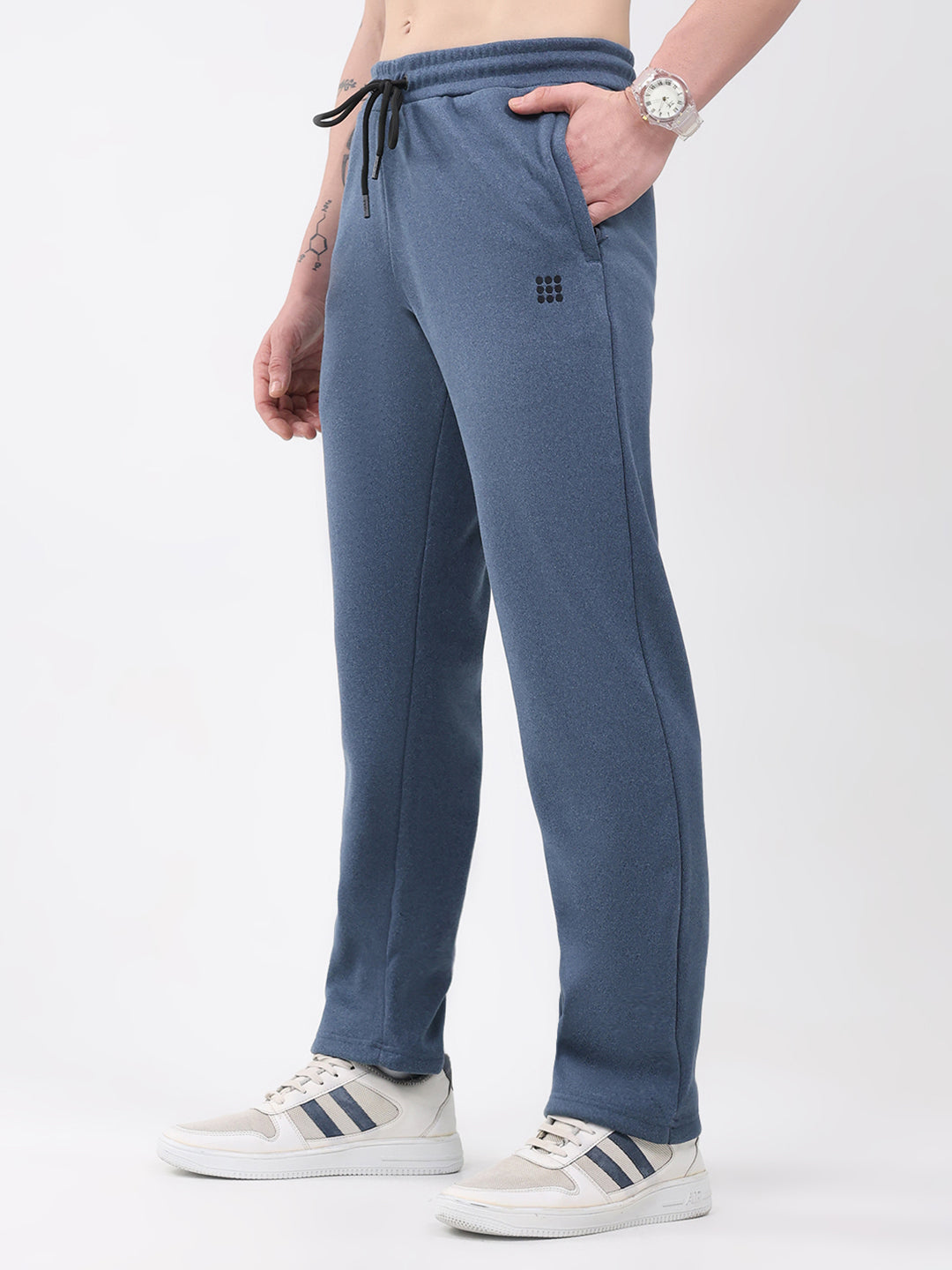 Rock.it Men Dark Blue Solid Regular Fit Winter Lower