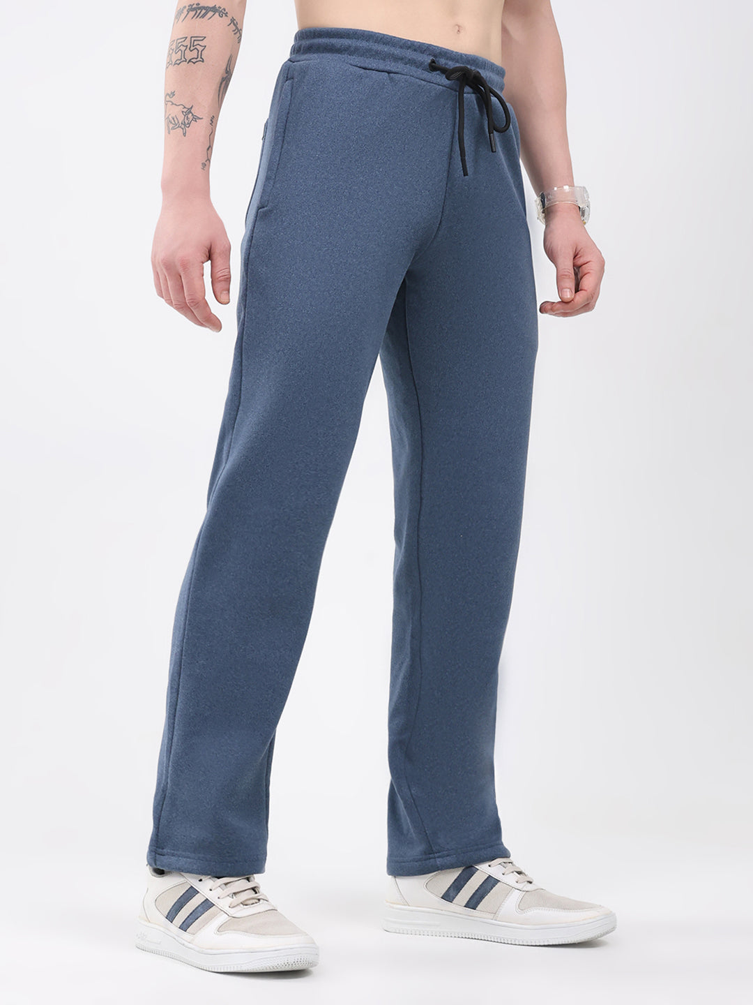 Rock.it Men Dark Blue Solid Regular Fit Winter Lower