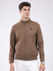 Rock.it Men Brown Solid Mock Neck Full Sleeve Sweatshirt
