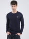 Rock.it Men Navy Blue Solid Round Neck Full Sleeve Winter T-Shirt