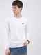 Rock.it Men White Solid Round Neck Full Sleeve Winter T-Shirt