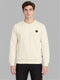 Rock.it Men Cream Solid Round Neck Full Sleeve Sweatshirt