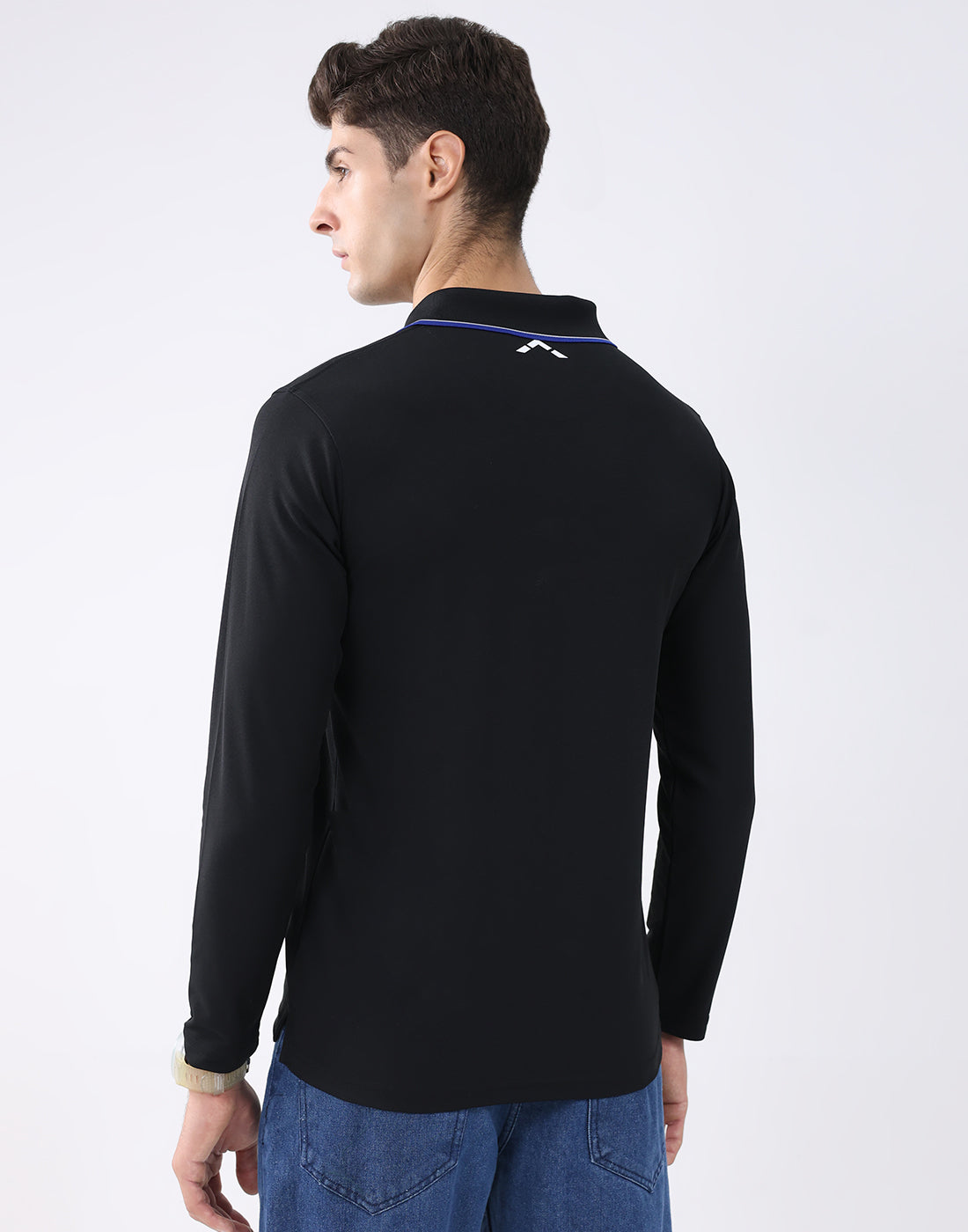 Rock.it Men Black Solid Collar Full Sleeve T-Shirt