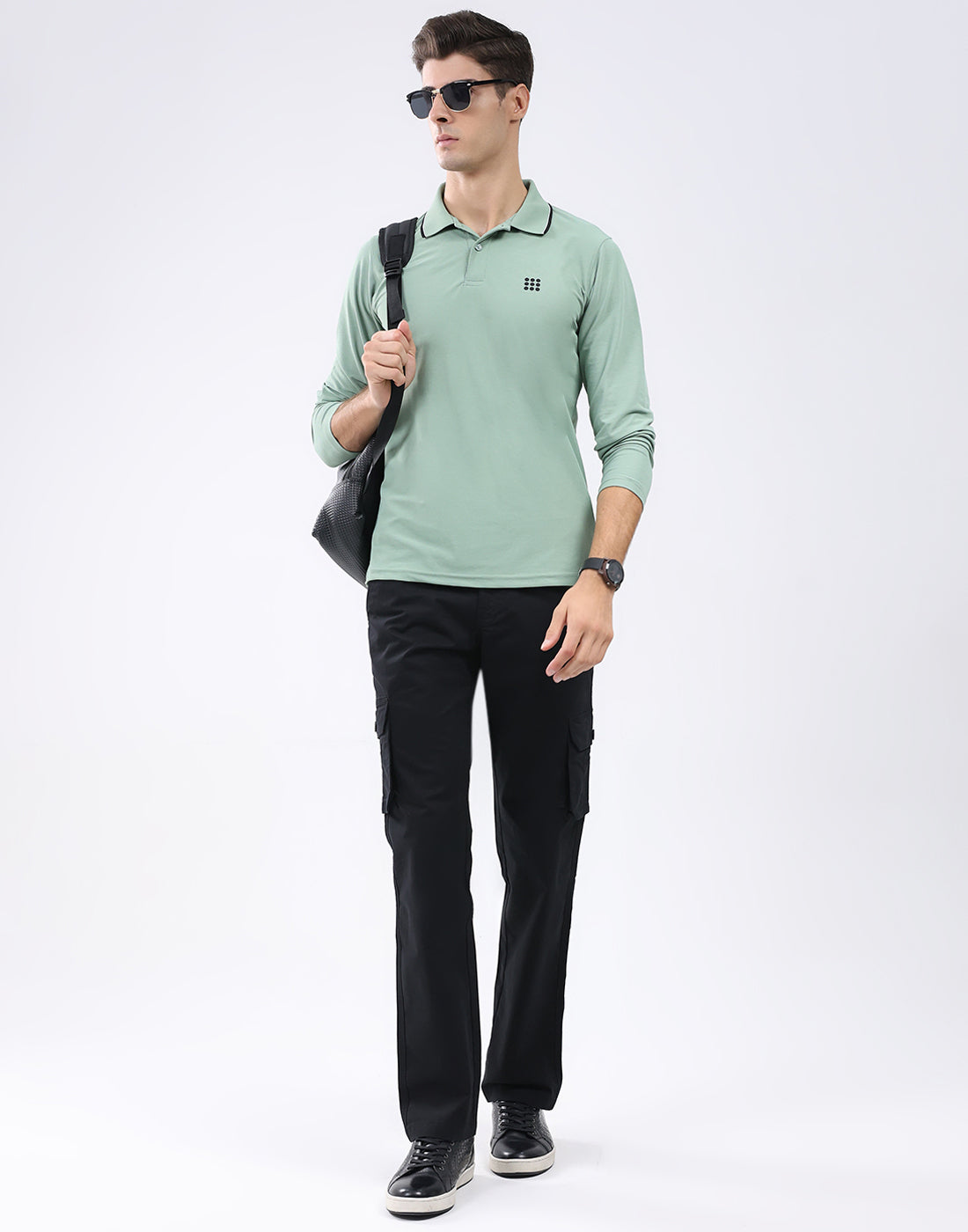 Rock.it Men Light Green Solid Collar Full Sleeve T-Shirt