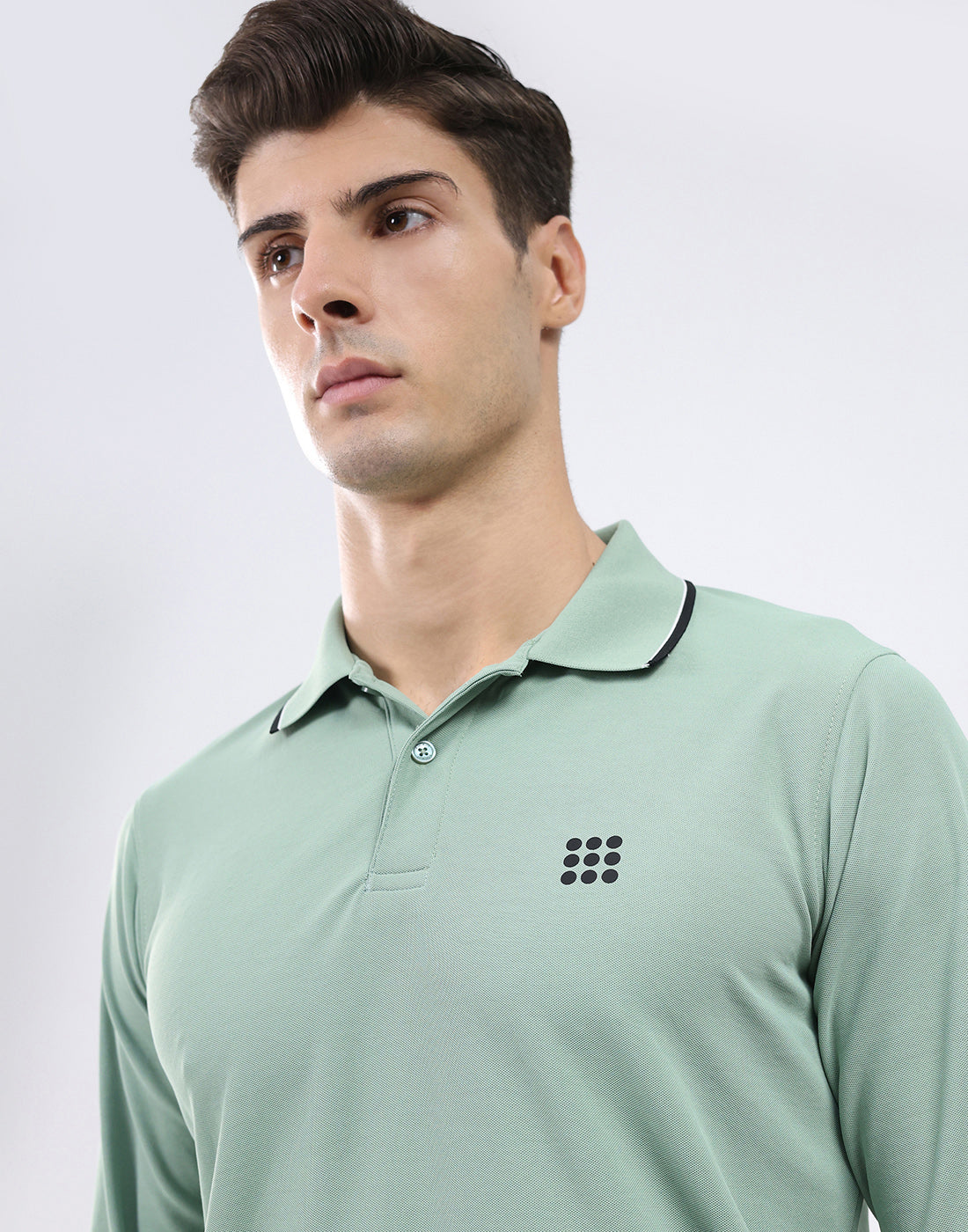 Rock.it Men Light Green Solid Collar Full Sleeve T-Shirt