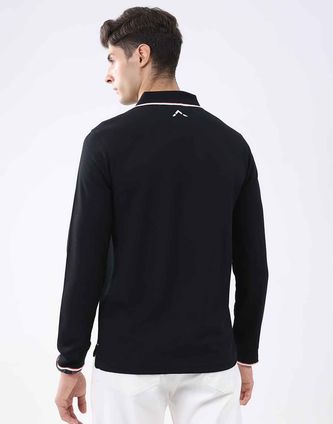 Rock.it Men Black Self Design Collar Full Sleeve T-Shirt
