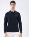 Rock.it Men Navy Blue Self Design Collar Full Sleeve T-Shirt