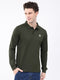 Rock.it Men Olive Solid Collar Full Sleeve Winter T-Shirt