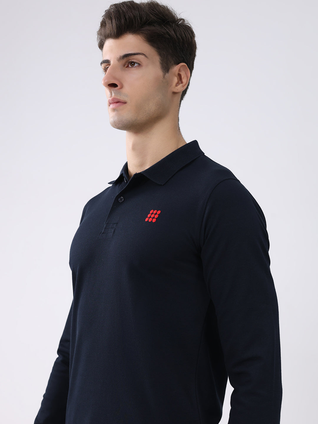 Rock.it Men Navy Blue Solid Collar Full Sleeve Winter T-Shirt
