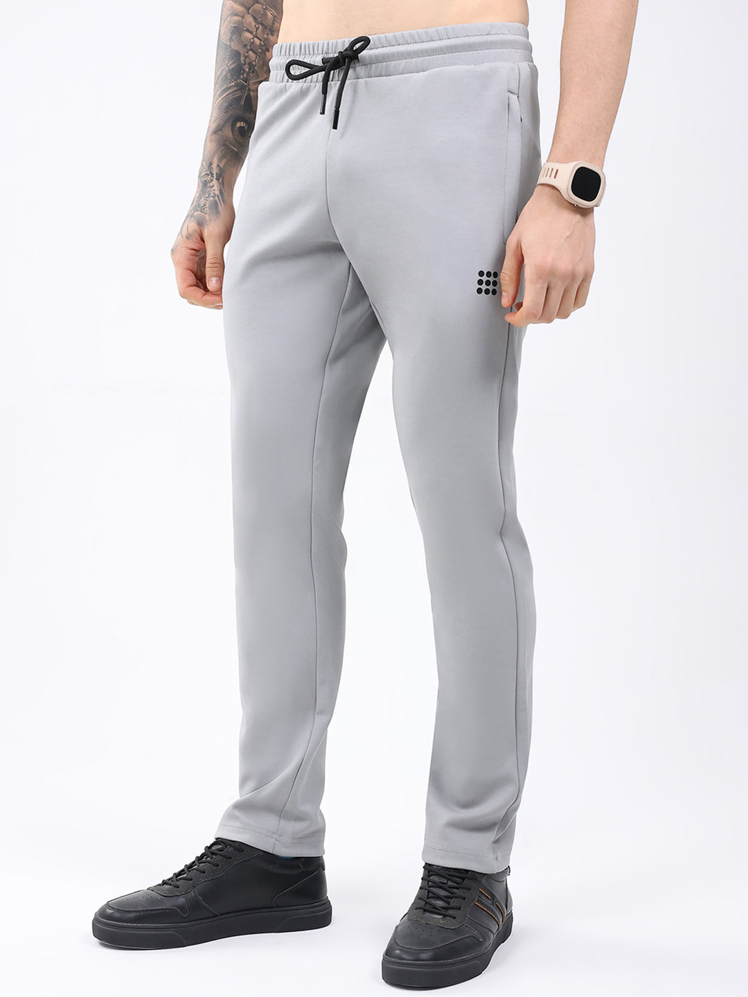 Rock.it Men Grey Solid Round Neck Full Sleeve Winter Tracksuit