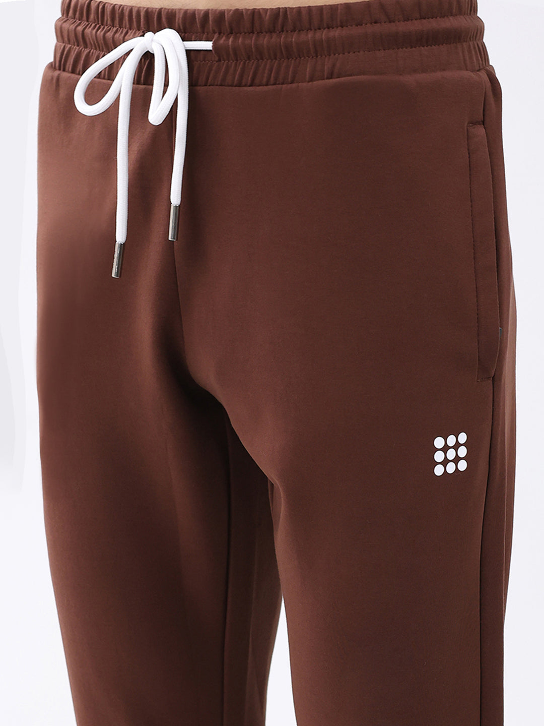 Rock.it Men Brown Solid Round Neck Full Sleeve Winter Tracksuit