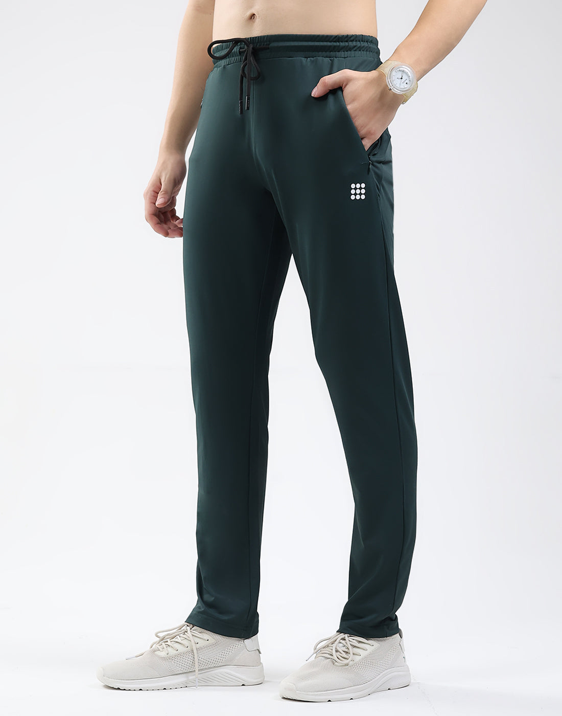 Rock.it Men Dark Green Solid Mock Neck Full Sleeve Winter Tracksuit