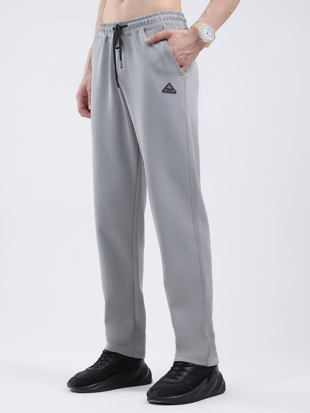 Rock.it Men Grey Solid Regular Fit Winter Lower