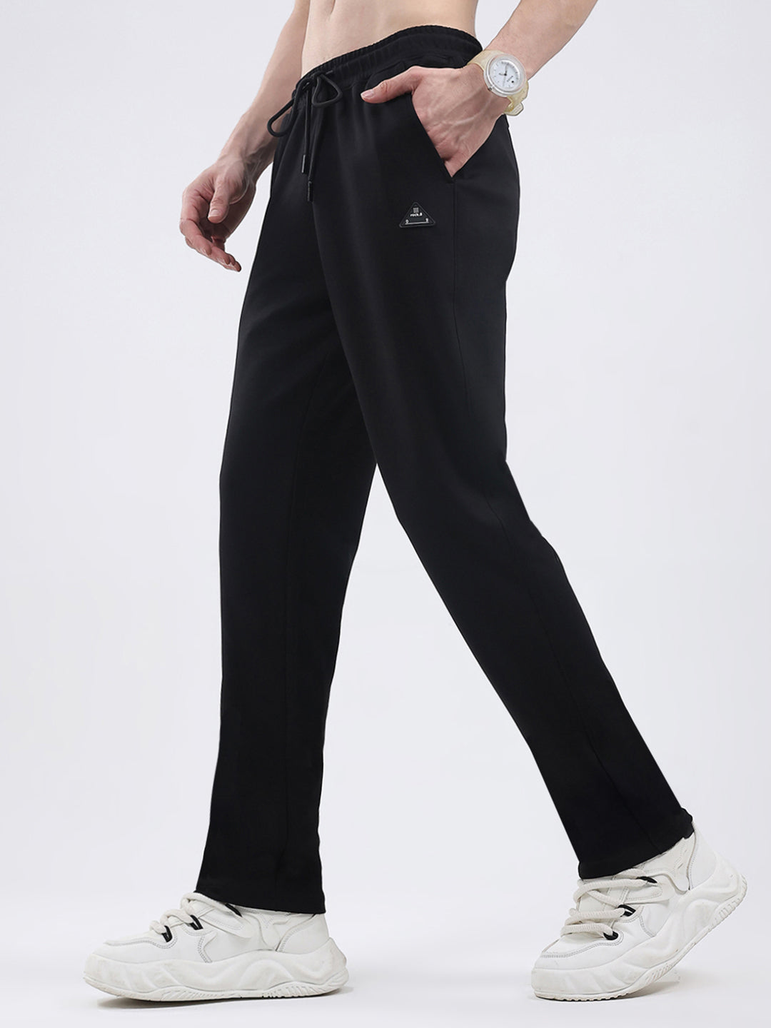 Rock.it Men Black Solid Regular Fit Winter Lower