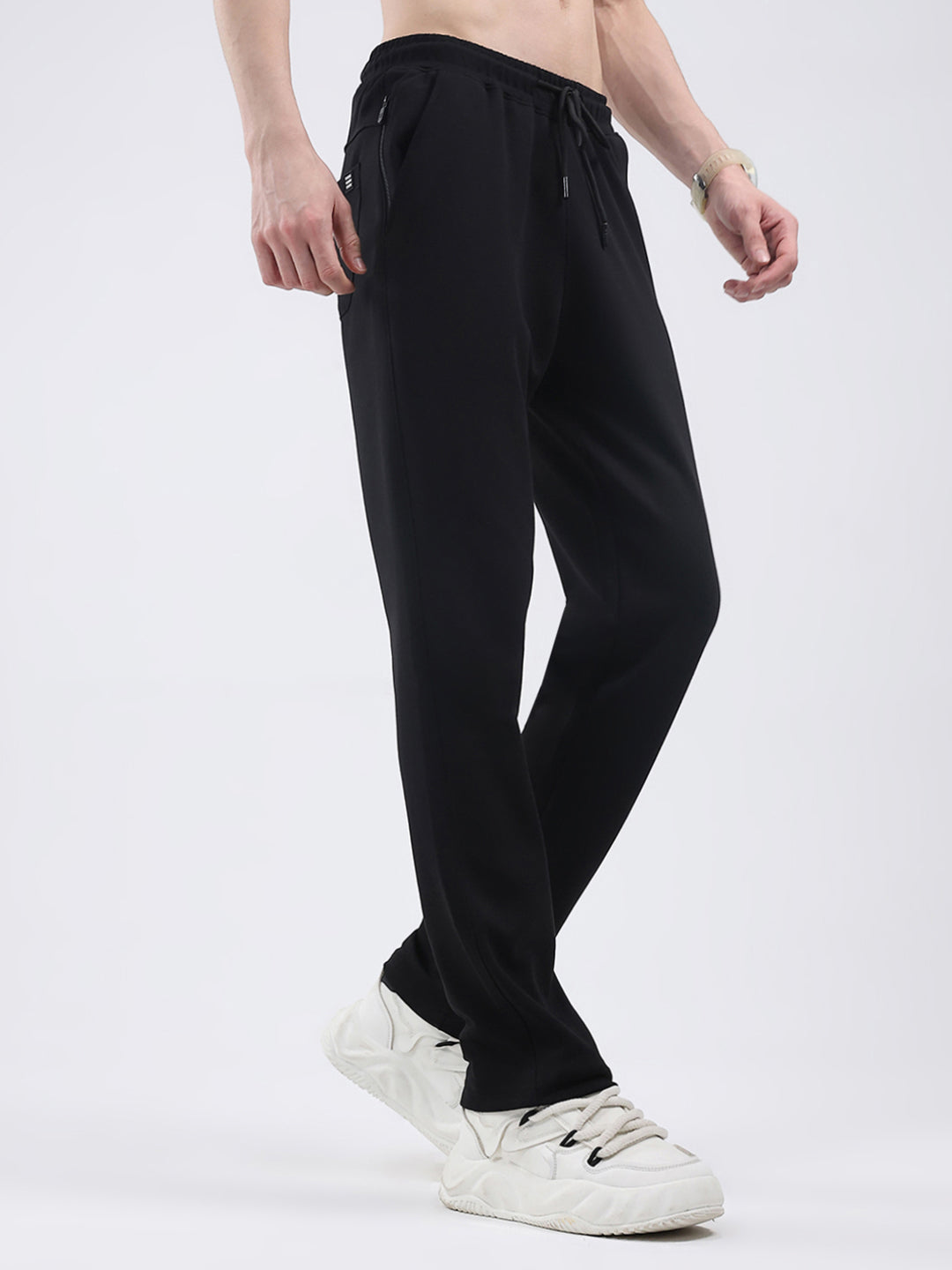 Rock.it Men Black Solid Regular Fit Winter Lower