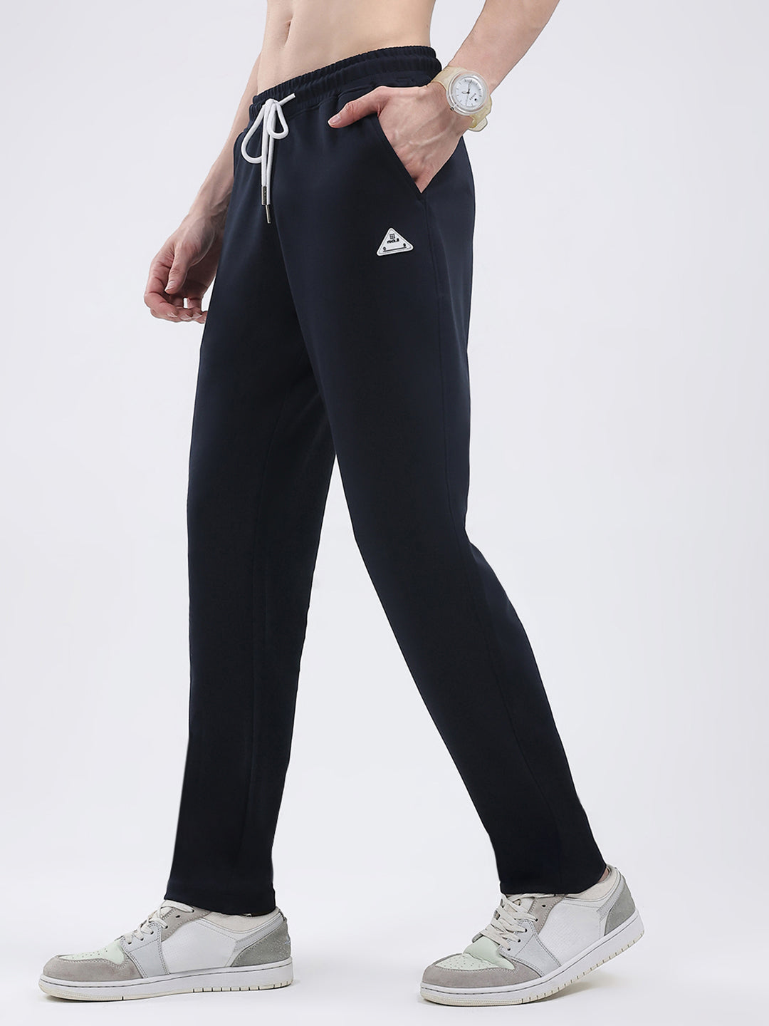 Rock.it Men Navy Blue Solid Regular Fit Winter Lower