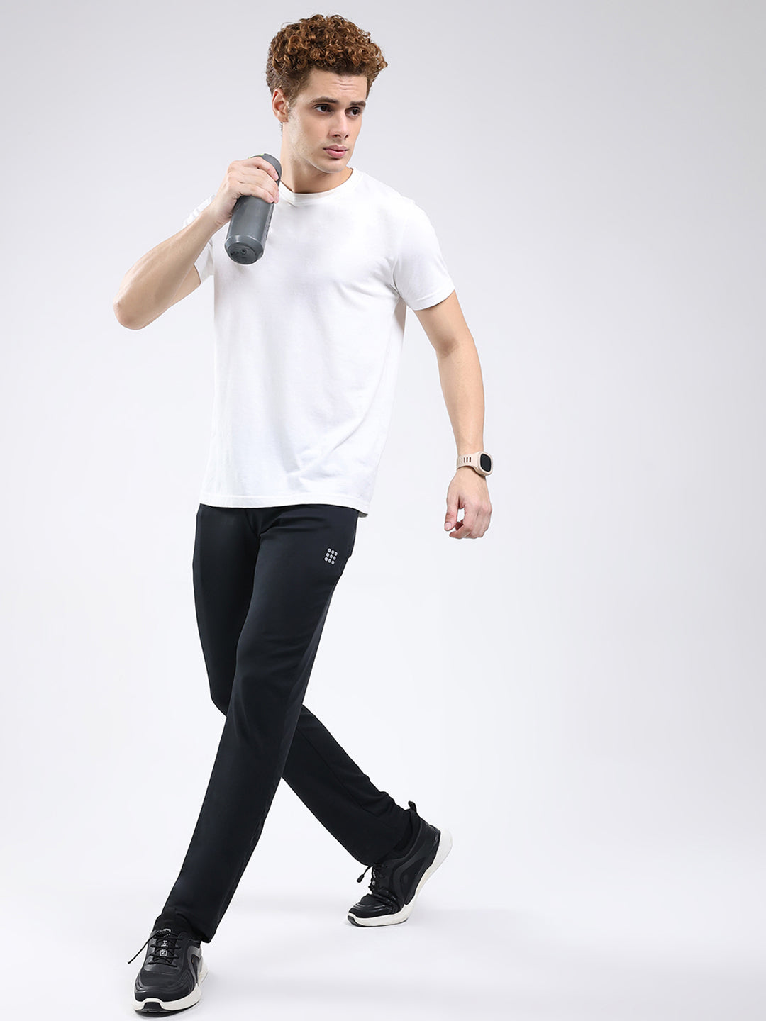 Rock.it Men Black Solid Regular Fit Winter Lower