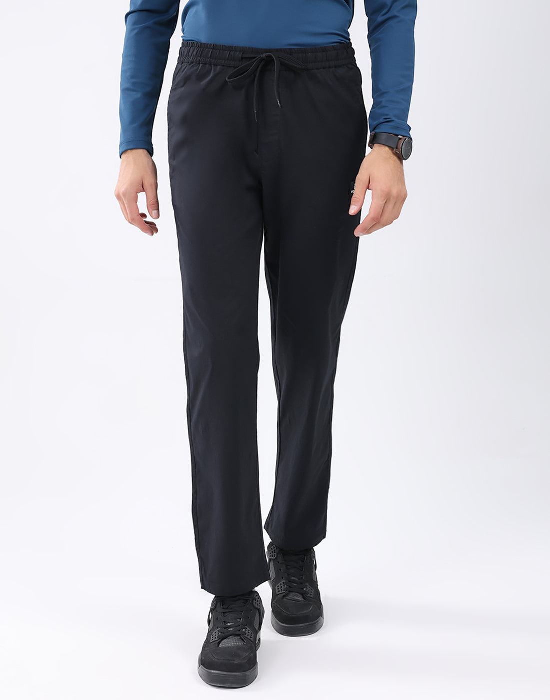 Rock.it Men Black Solid Regular Fit Winter Lower