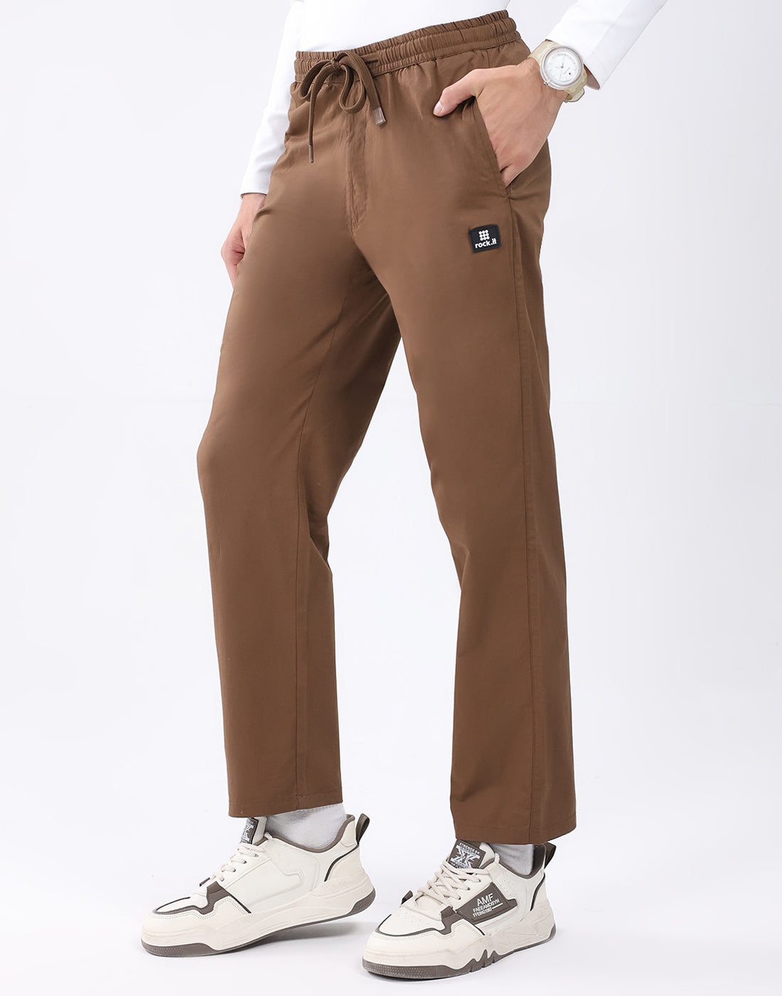 Rock.it Men Brown Solid Regular Fit Winter Lower
