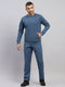 Rock.it Men Dark Blue Solid Round Neck Sleeveless Winter Tracksuit
