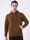 Rock.it Men Brown Solid Hooded Full Sleeve Sweatshirt