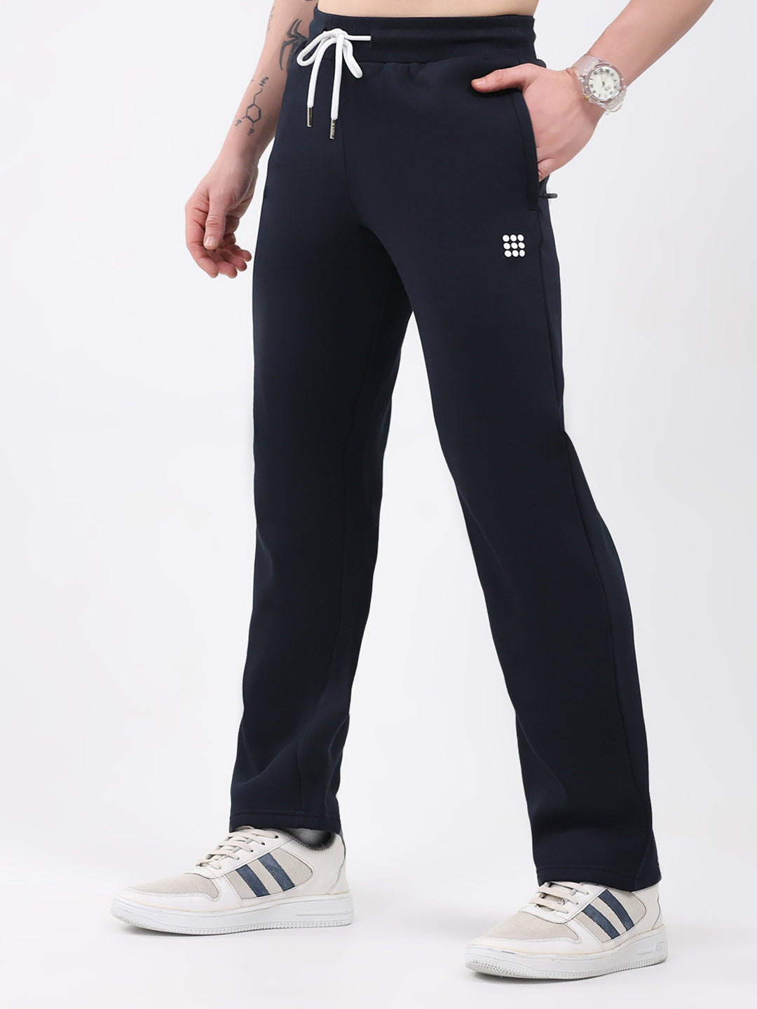 Rock.it Men Navy Blue Solid Regular Fit Winter Lower
