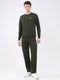 Rock.it Men Olive Solid Round Neck Sleeveless Winter Tracksuit