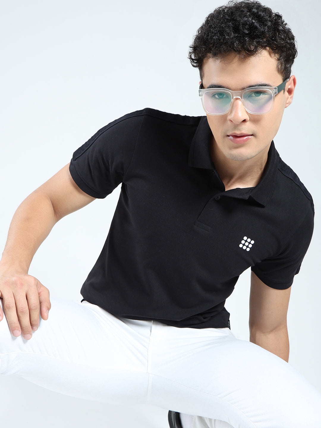 Rock.it Men Black Solid Collar Half Sleeve T-Shirt