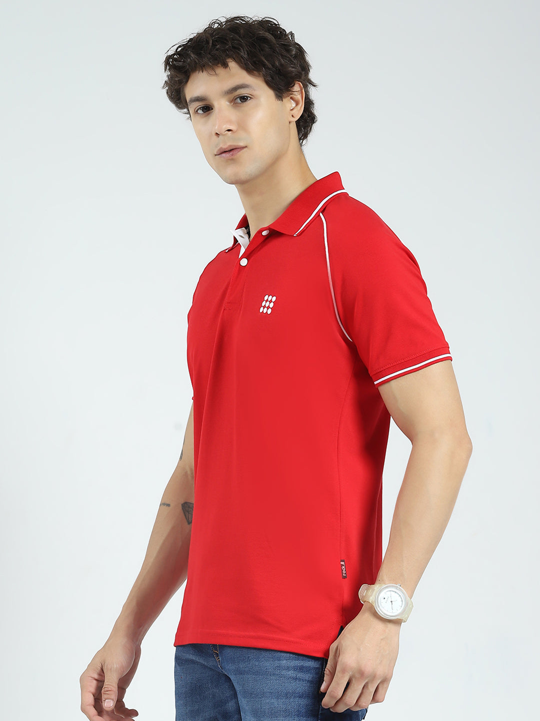 Rock.it Men Red Solid Collar Half Sleeve T-Shirt