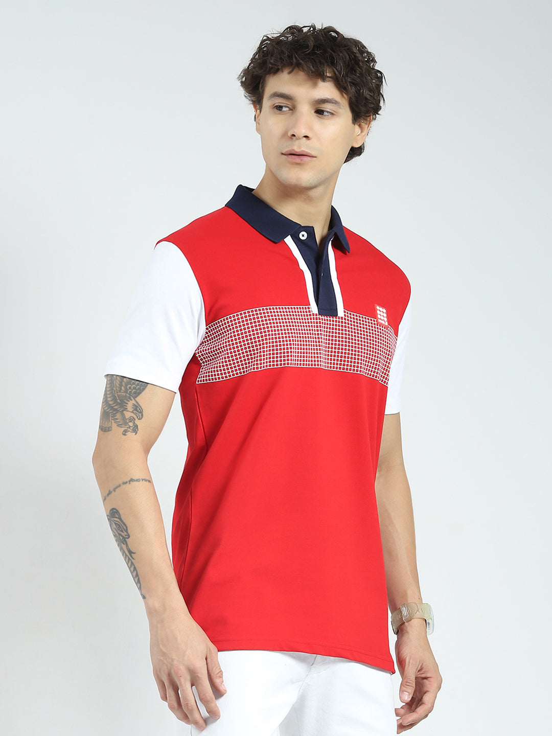 Rock.it Men Red Printed Collar Half Sleeve T-Shirt
