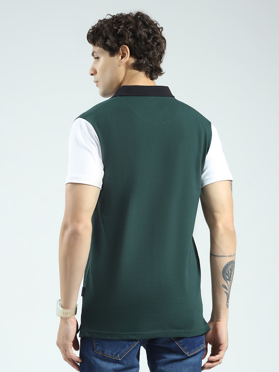 Rock.it Men Green Printed Collar Half Sleeve T-Shirt
