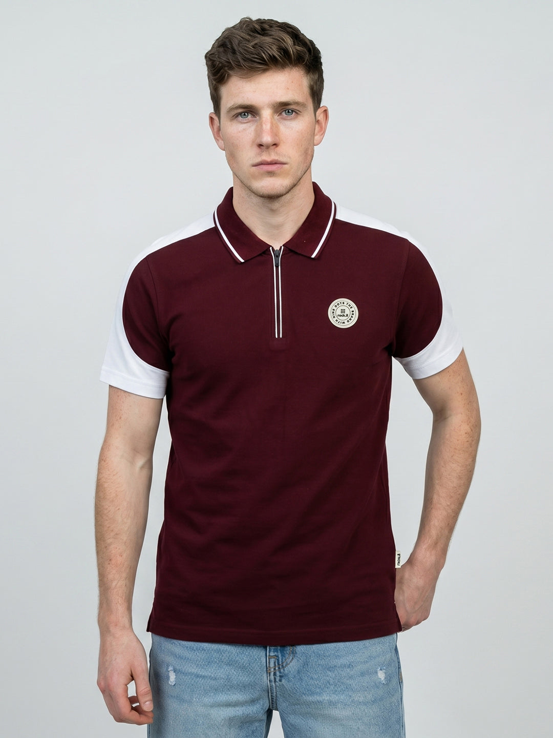 Rock.it Men Maroon Solid Polo Collar Half Sleeve T-Shirt