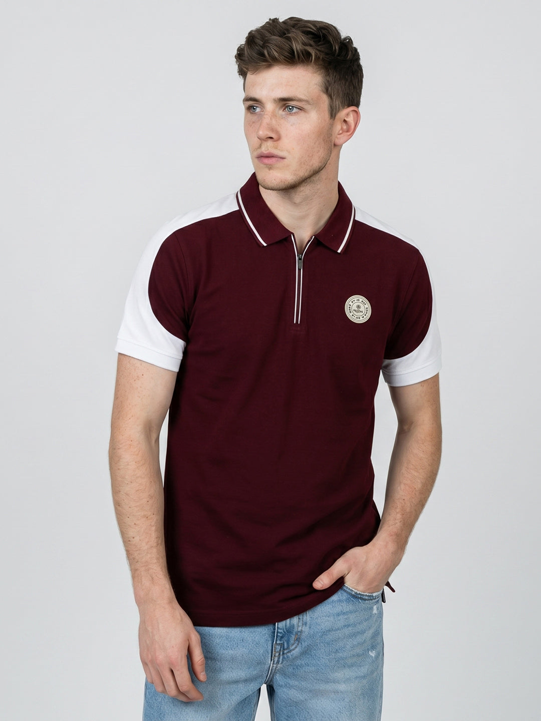 Rock.it Men Maroon Solid Polo Collar Half Sleeve T-Shirt