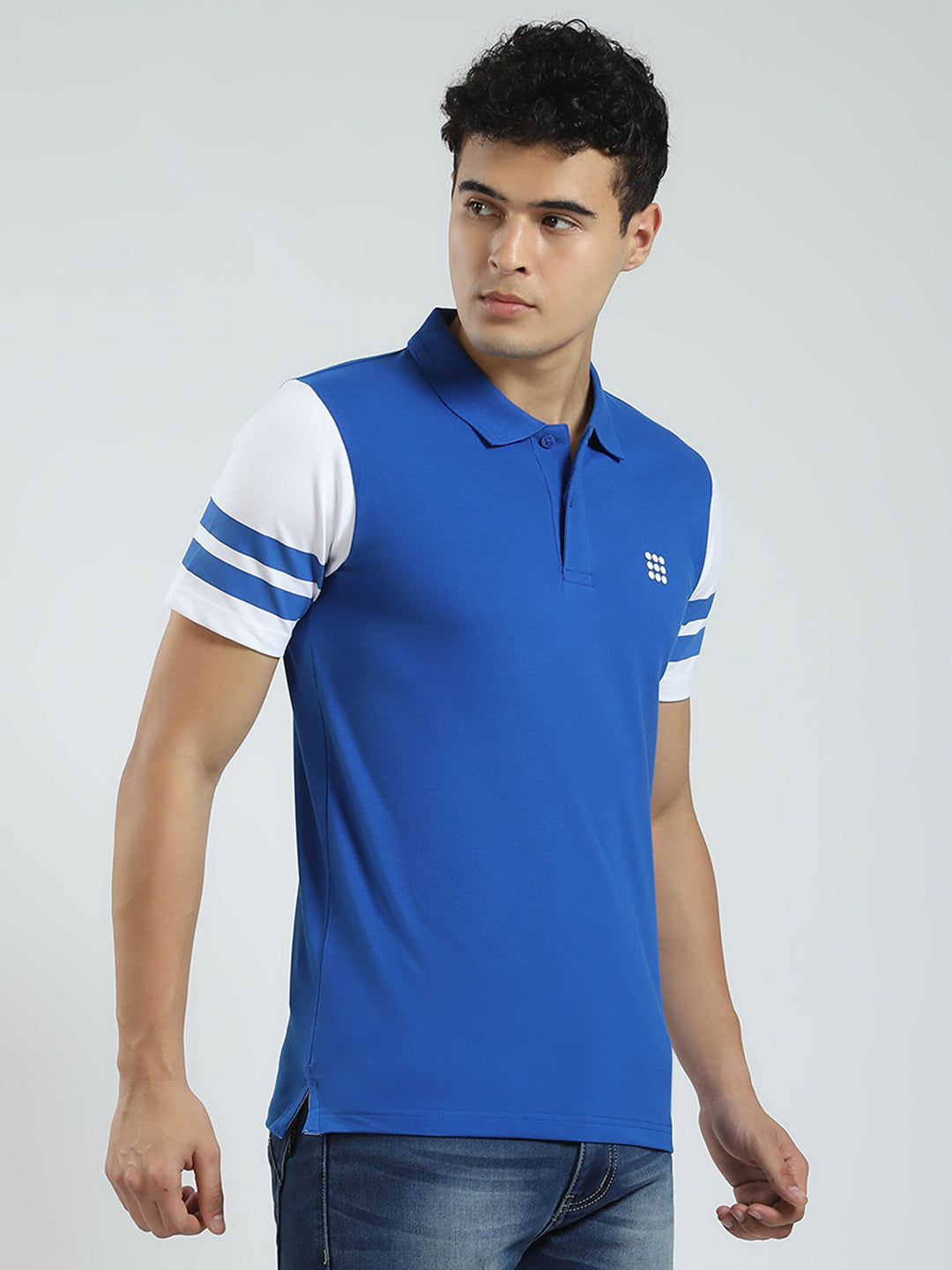 Rock.it Men Blue Solid Collar Half Sleeve T-Shirt