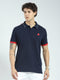 Rock.it Men Navy Blue Solid Collar Half Sleeve T-Shirt