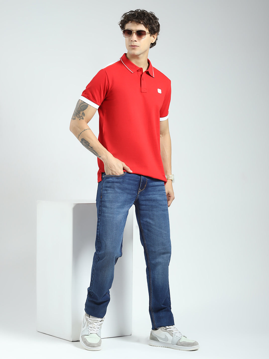 Rock.it Men Red Solid Collar Half Sleeve T-Shirt