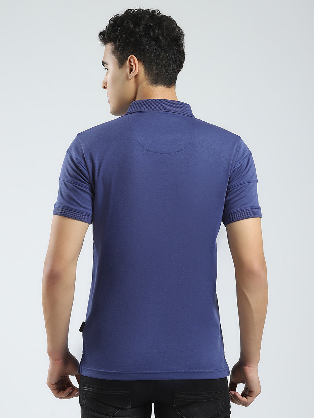 Rock.it Men Blue Solid Collar Half Sleeve T-Shirt
