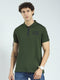 Rock.it Men Olive Printed Collar Half Sleeve T-Shirt