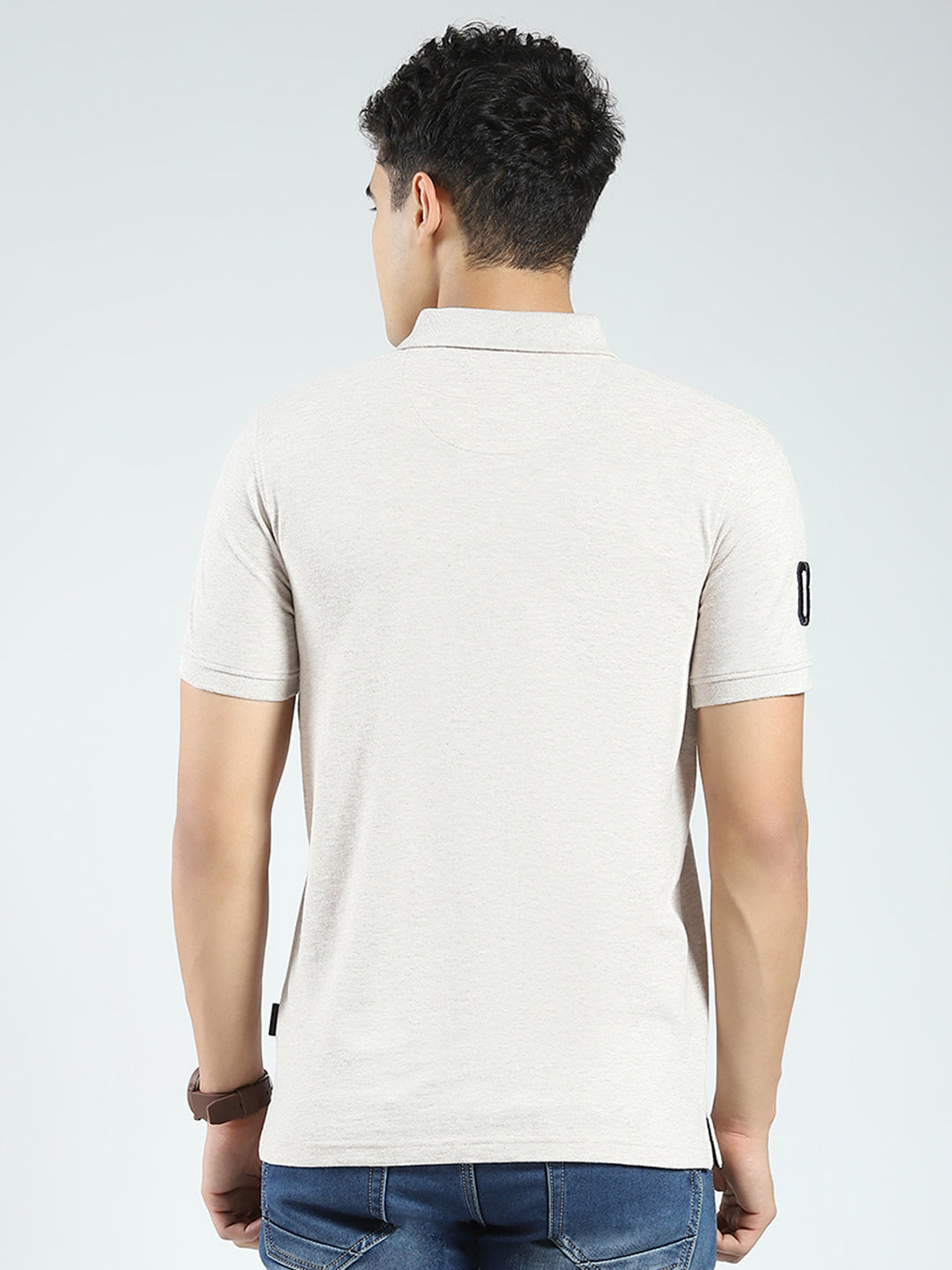 Rock.it Men Beige Solid Collar Half Sleeve T-Shirt