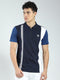 Rock.it Men Navy Blue Stripe Collar Half Sleeve T-Shirt