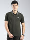 Rock.it Men Olive Solid Collar Half Sleeve T-Shirt
