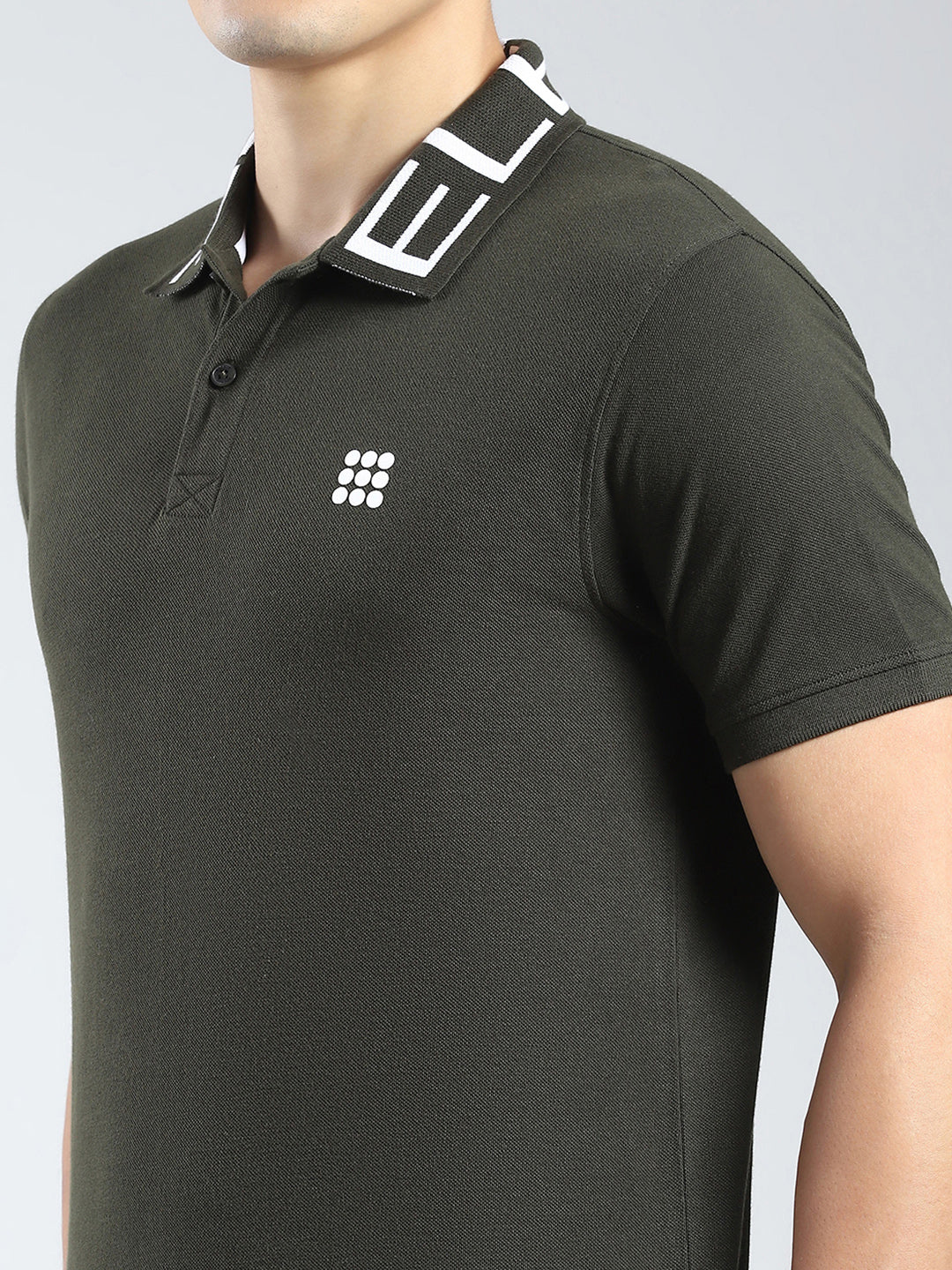 Rock.it Men Olive Solid Collar Half Sleeve T-Shirt