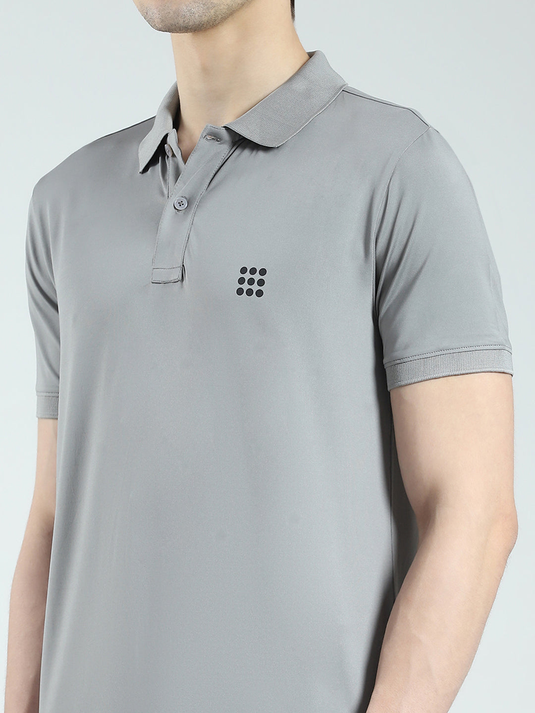 Rock.it Men Grey Solid Collar Half Sleeve T-Shirt